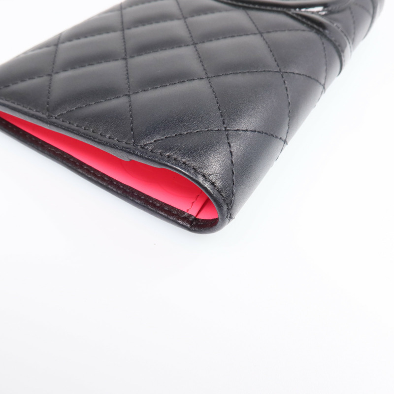 CHANEL 牛皮皮革Cambon Long Wallet銀扣長錢包-9