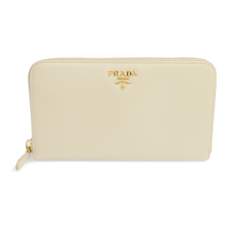 PRADA Saffiano皮革Zipper Long Wallet金扣長錢包-0