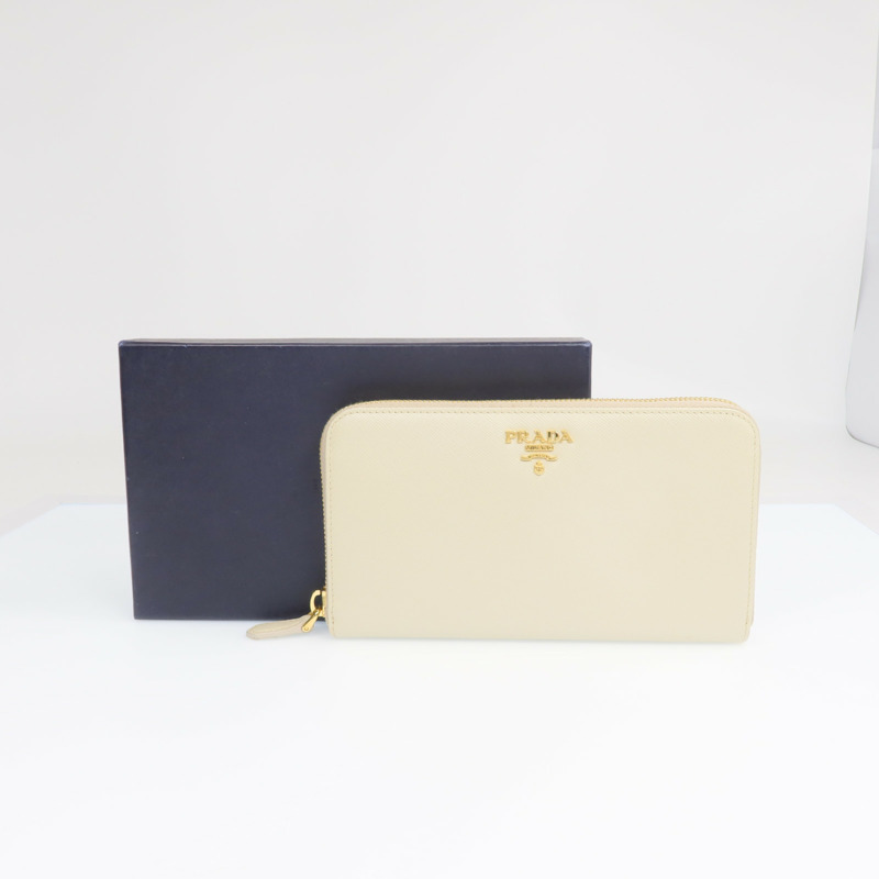 PRADA Saffiano皮革Zipper Long Wallet金扣長錢包-16