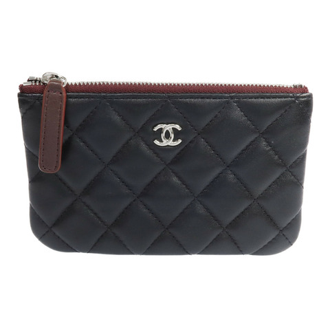 CHANEL 羊皮皮革Mini Pouch銀扣長錢包
