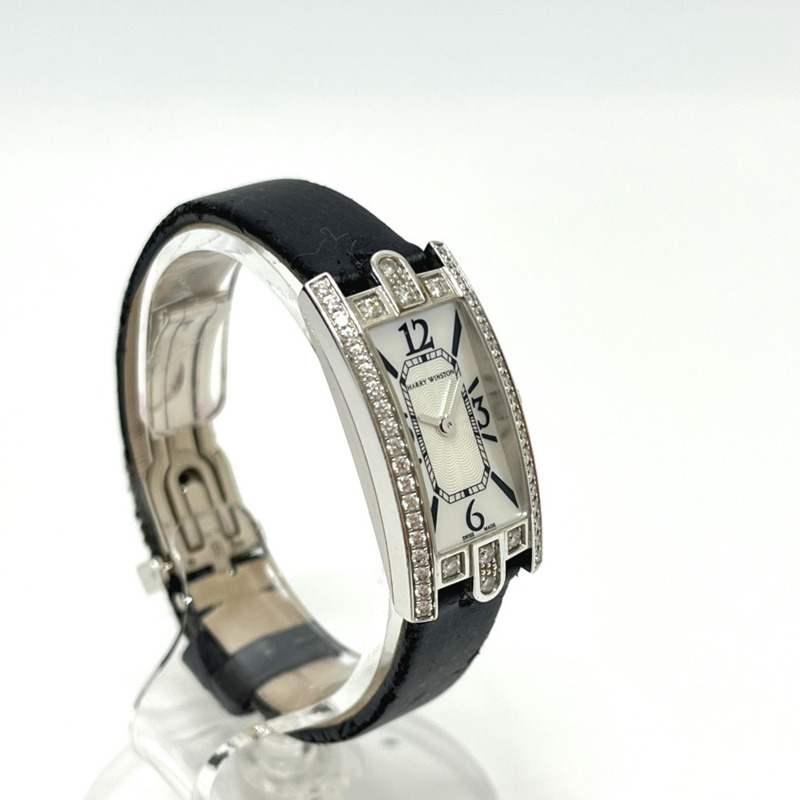 HARRY WINSTON Avenue C 迷你腕錶 (AVCQHM16WW024),鑲嵌真鑽,貝殼錶殼,石英機芯,18K白金,女士款,銀色-2