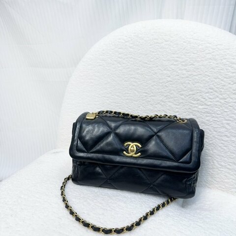 Chanel黑金羊皮25k 豆腐斜背包 AS5737