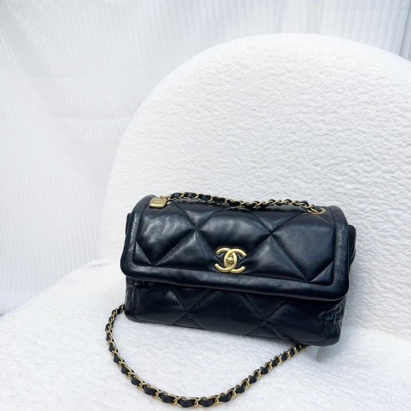 Chanel黑金羊皮25k 豆腐斜背包 AS5737-0