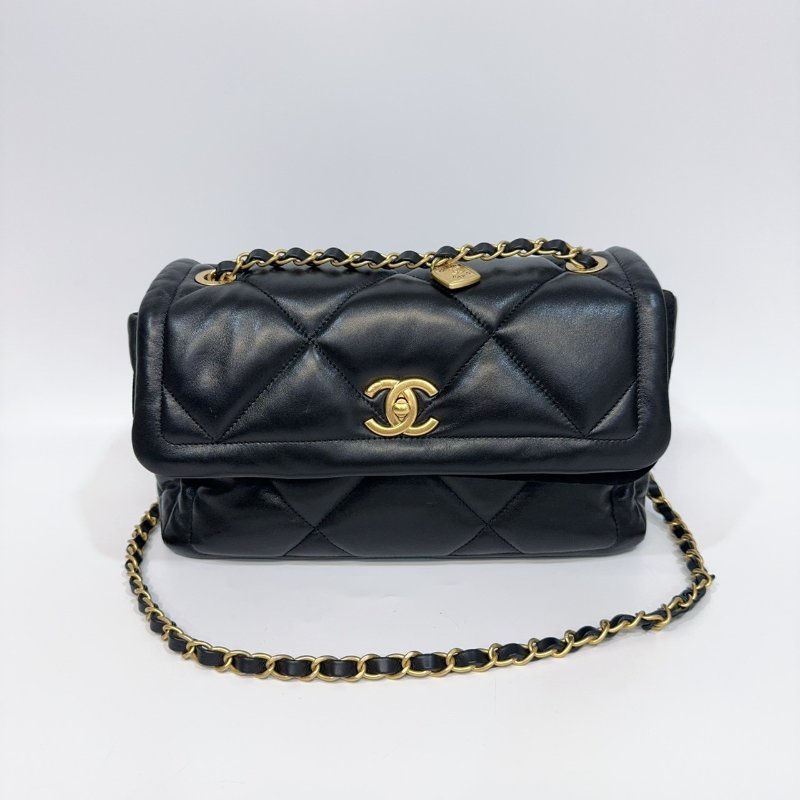 Chanel黑金羊皮25k 豆腐斜背包 AS5737-2