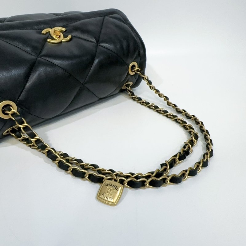 Chanel黑金羊皮25k 豆腐斜背包 AS5737-11