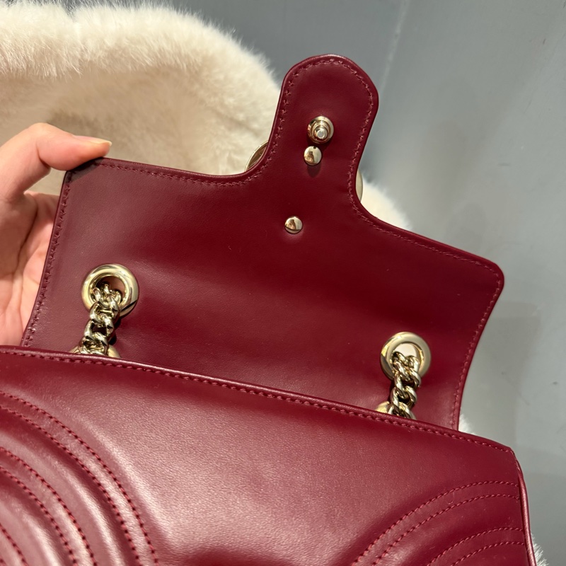 Gucci 新款 GG marmont 斜背包 肩背包 安可拉紅 淡金釦-7