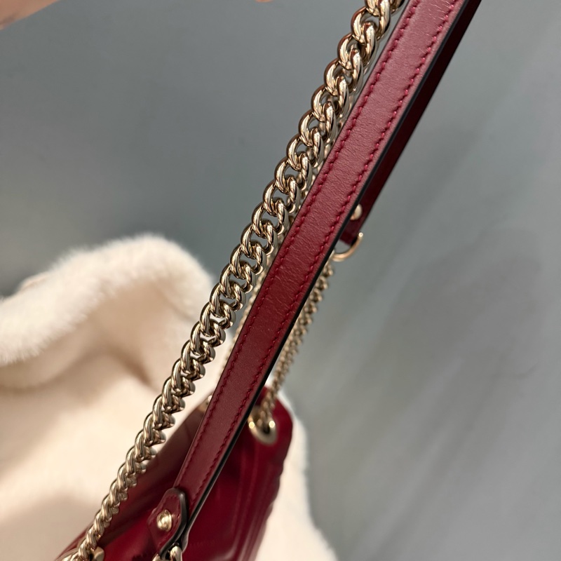 Gucci 新款 GG marmont 斜背包 肩背包 安可拉紅 淡金釦-16