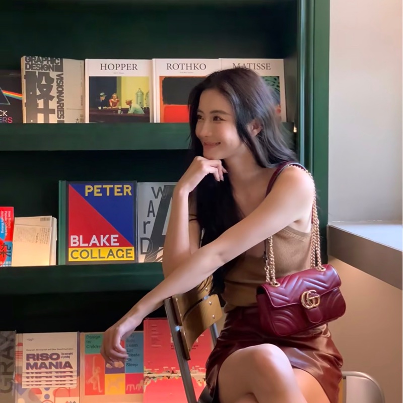 Gucci 新款 GG marmont 斜背包 肩背包 安可拉紅 淡金釦-40