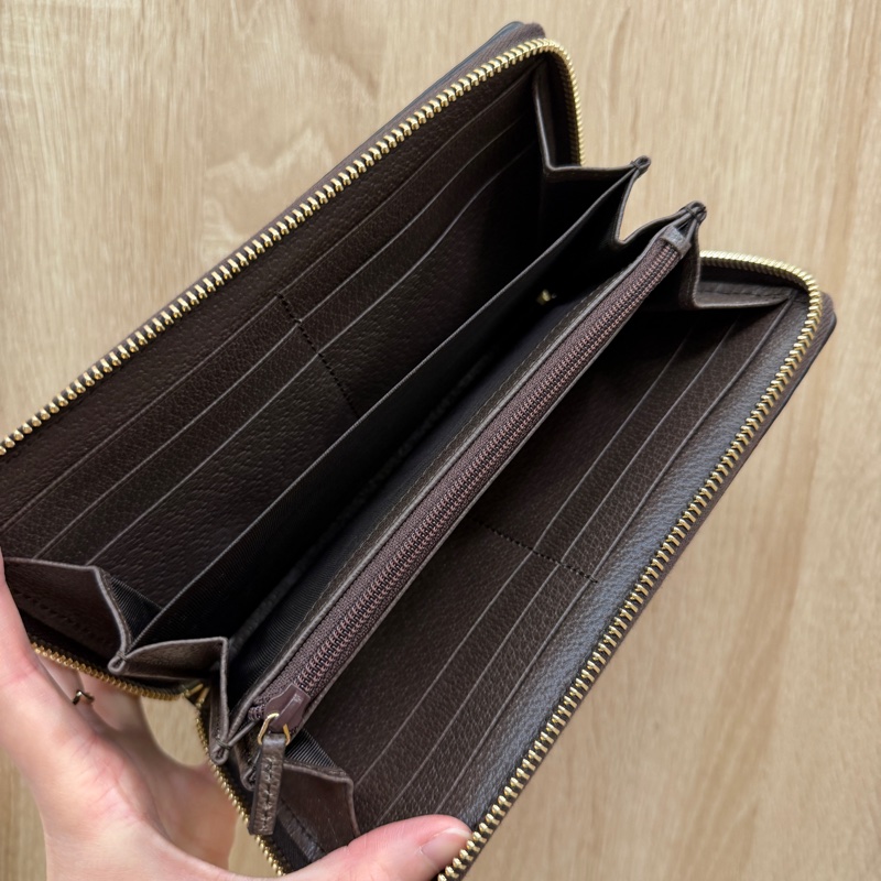 Gucci PVC咖牛皮Ophidia GG拉鏈長夾-10