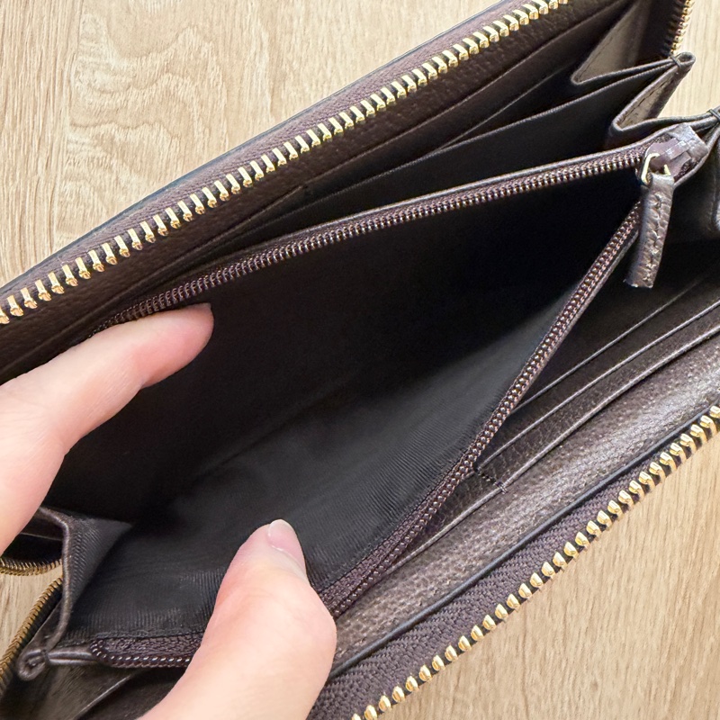 Gucci PVC咖牛皮Ophidia GG拉鏈長夾-11