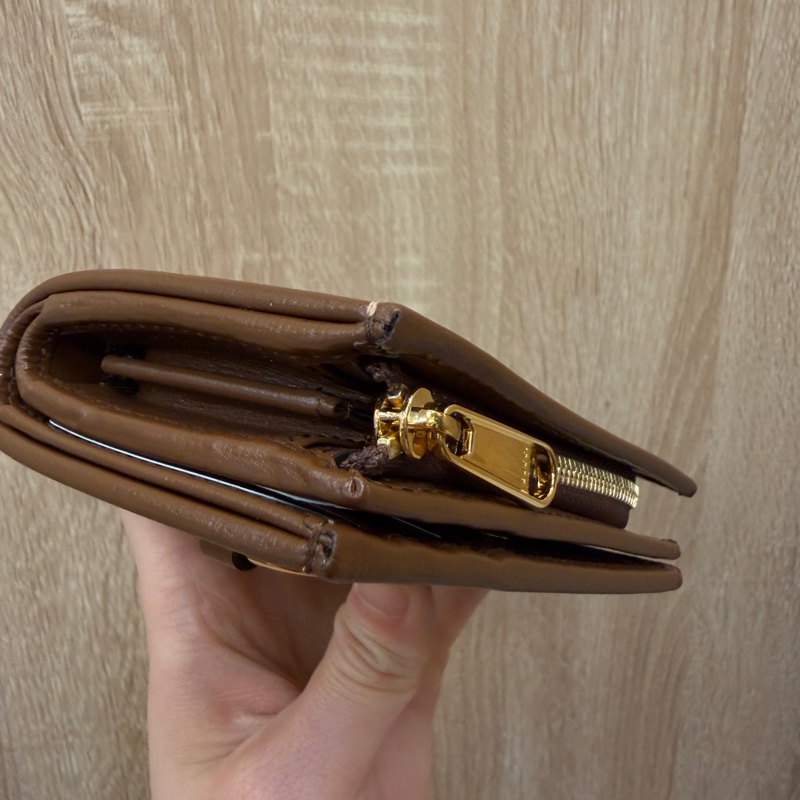 Gucci PVC咖牛皮1955金釦短夾-7