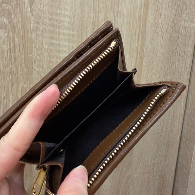 Gucci PVC咖牛皮1955金釦短夾-11