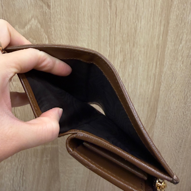 Gucci PVC咖牛皮1955金釦短夾-12