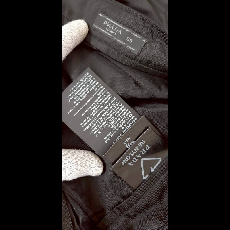 PRADA 普拉達 三角標 RE-NYLON 男黑色防風防水縮口休閒長褲50號-7