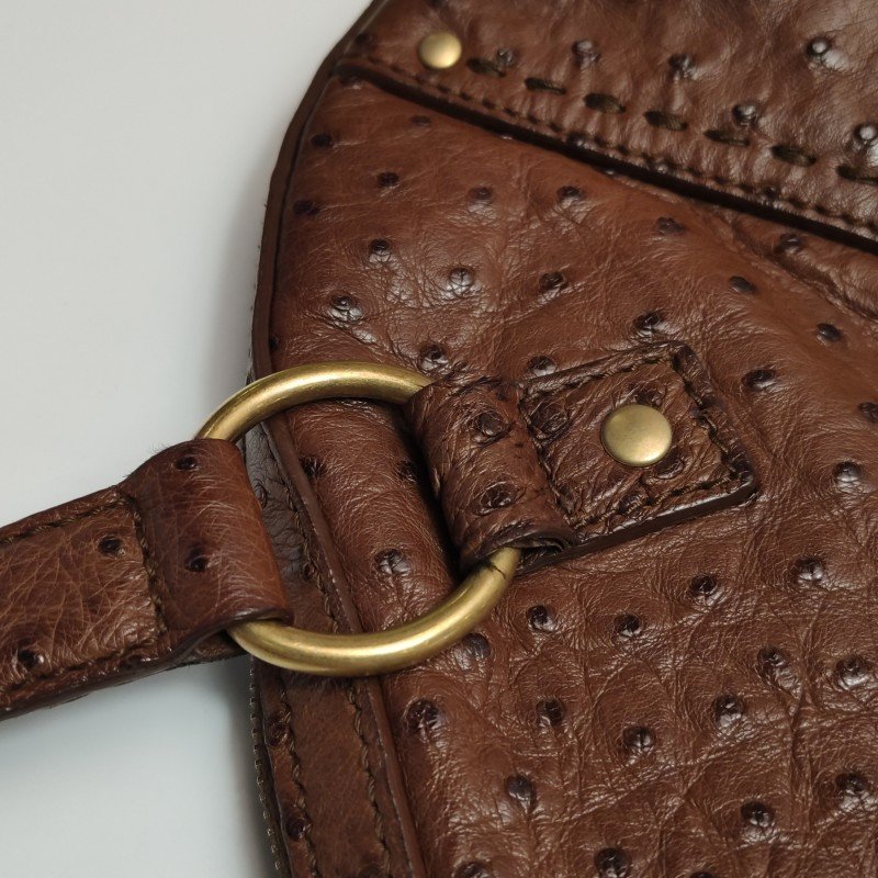 Saint Laurent Muse鴕鳥皮純色金屬鎖扣拉鏈手提包-14