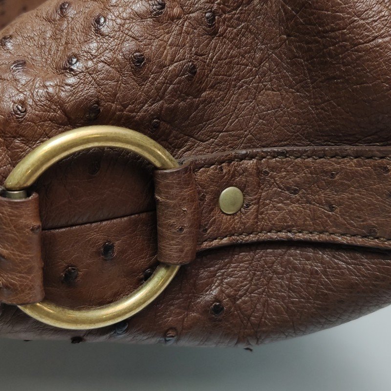 Saint Laurent Muse鴕鳥皮純色金屬鎖扣拉鏈手提包-16