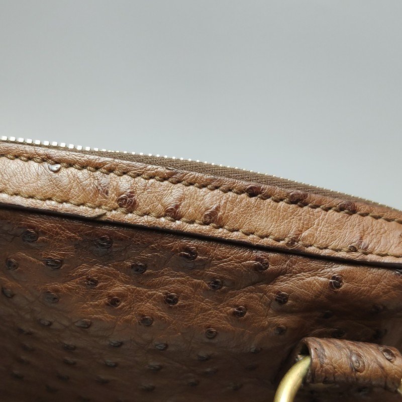 Saint Laurent Muse鴕鳥皮純色金屬鎖扣拉鏈手提包-17
