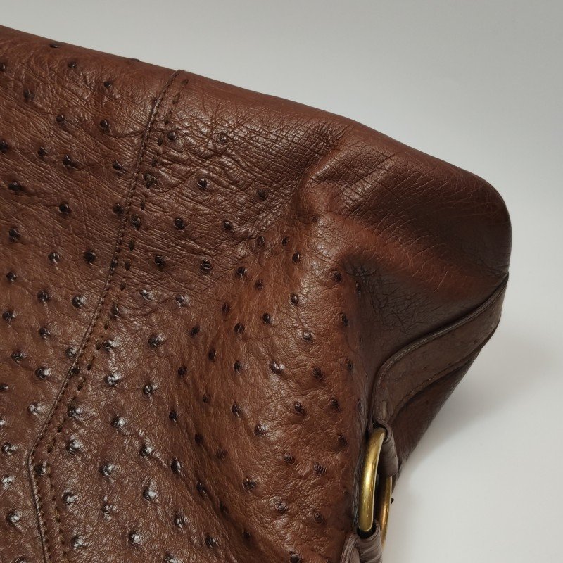 Saint Laurent Muse鴕鳥皮純色金屬鎖扣拉鏈手提包-19