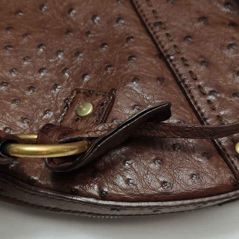 Saint Laurent Muse鴕鳥皮純色金屬鎖扣拉鏈手提包-22