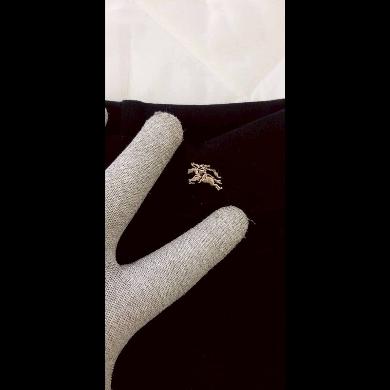 （日本製MIJ）BURBERRY 博柏利 GOLF高爾夫球 戰馬 女黑色高領長袖上衣M-4