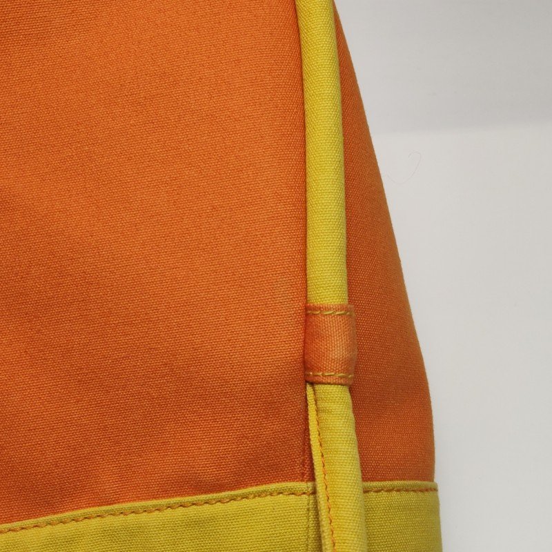 Hermes拼色按扣手提包帆布黃色橙色銀扣-12