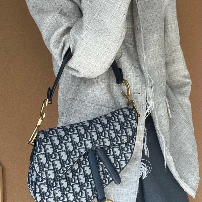 Dior迪奧 Saddle刺繡老花馬鞍包 中號-3