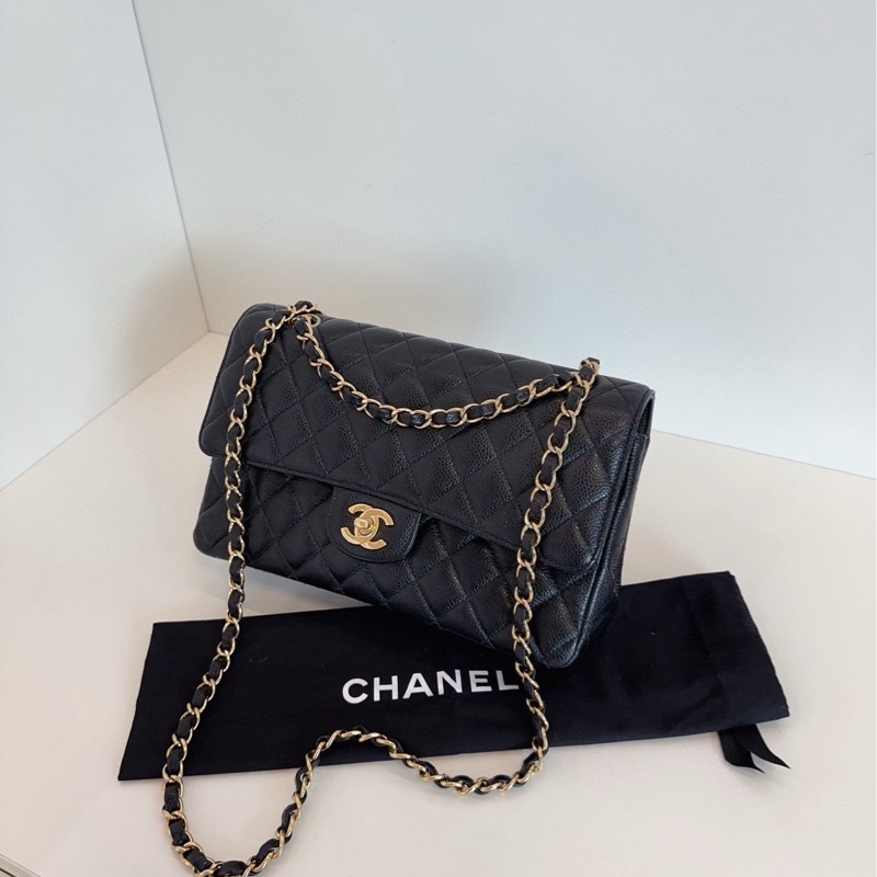 Chanel 香奈兒 黑金荔枝牛皮 CF鏈條包 中號-3