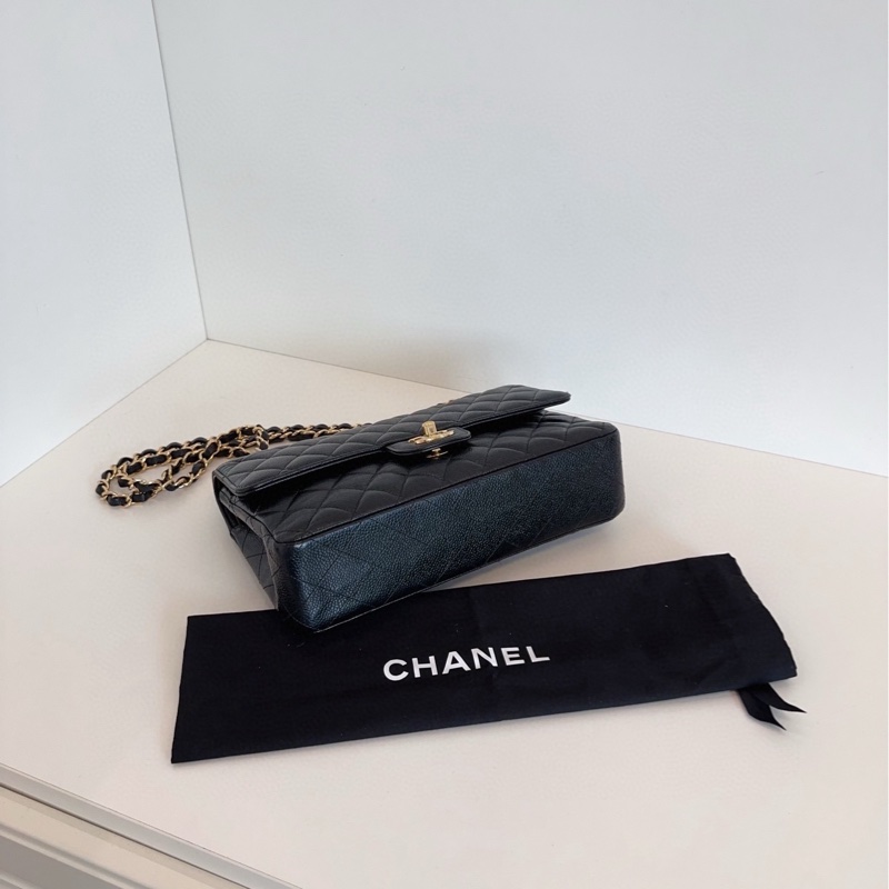 Chanel 香奈兒 黑金荔枝牛皮 CF鏈條包 中號-4