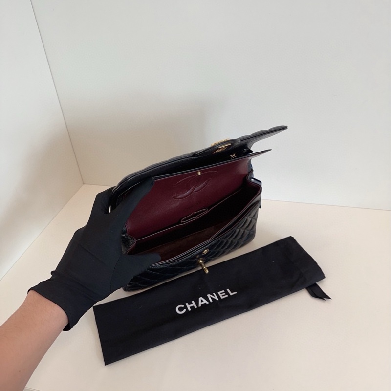 Chanel 香奈兒 黑金荔枝牛皮 CF鏈條包 中號-8