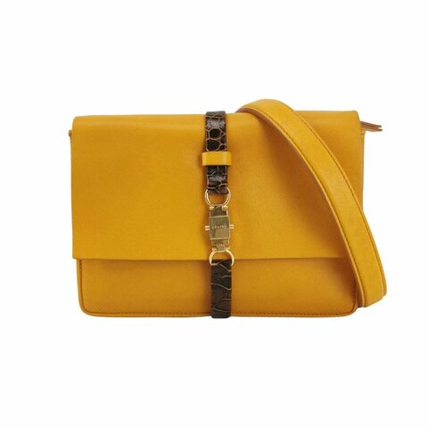 Celine羊皮純色金屬扣單肩包