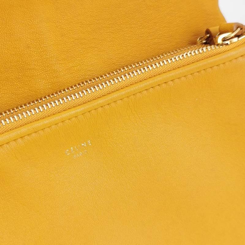 Celine羊皮純色金屬扣單肩包-7