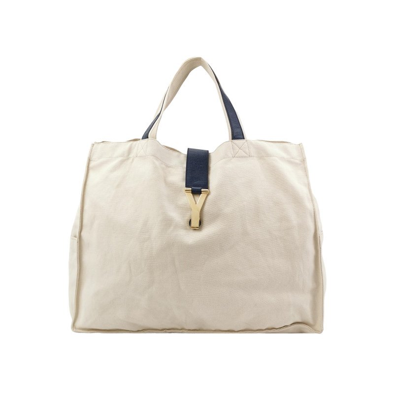 Saint Laurent Y-Ligne牛皮帆布拼色Y字搭扣手提包-0