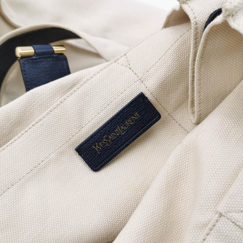 Saint Laurent Y-Ligne牛皮帆布拼色Y字搭扣手提包-7