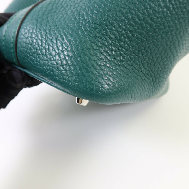 HERMES Clemence皮革Picotin PM銀扣手挽袋Malachite-10