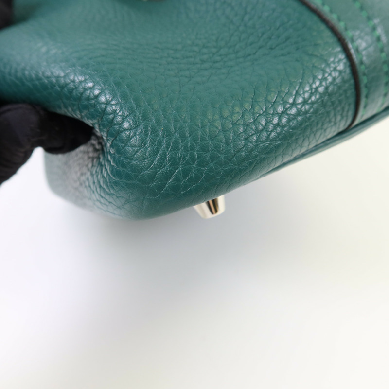 HERMES Clemence皮革Picotin PM銀扣手挽袋Malachite-11