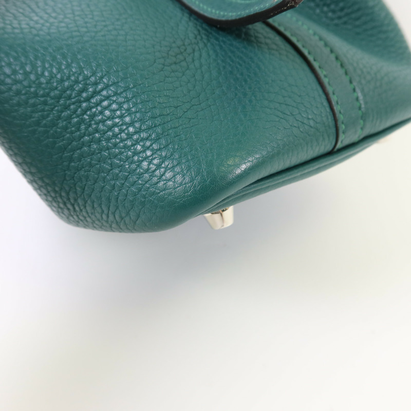 HERMES Clemence皮革Picotin PM銀扣手挽袋Malachite-13