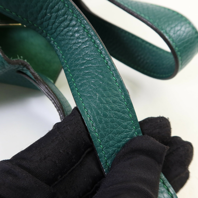 HERMES Clemence皮革Picotin PM銀扣手挽袋Malachite-14