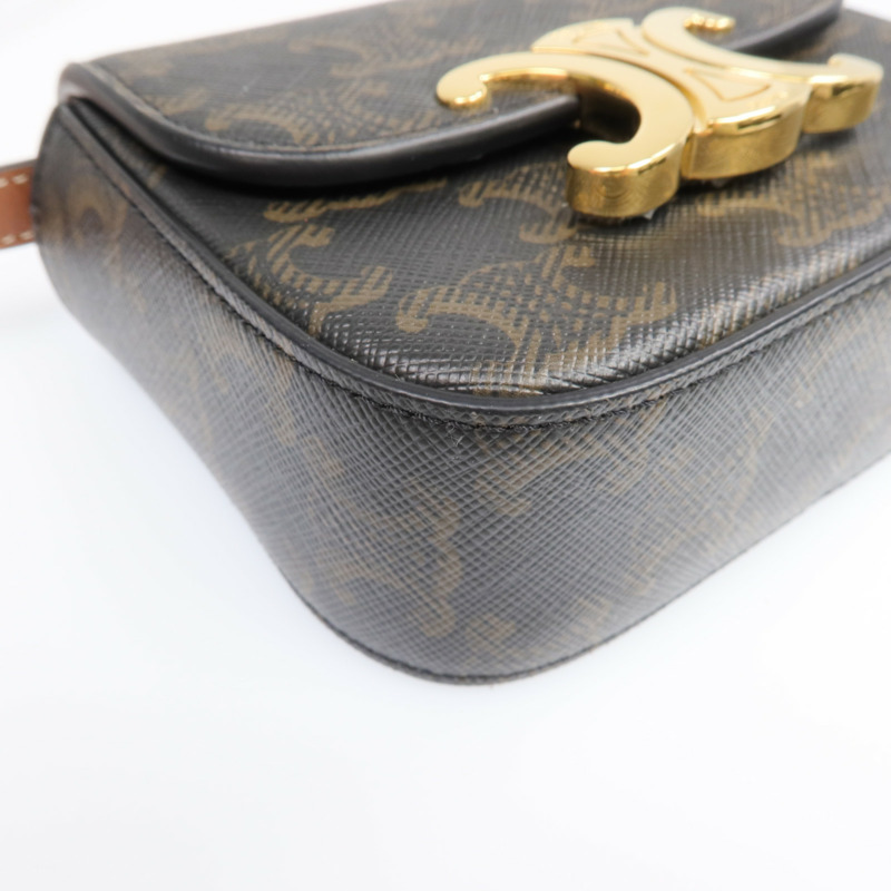 CELINE 塗層帆布Mini Triomphe金扣肩背袋-5
