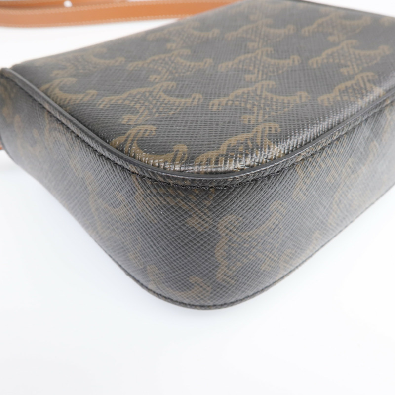CELINE 塗層帆布Mini Triomphe金扣肩背袋-7