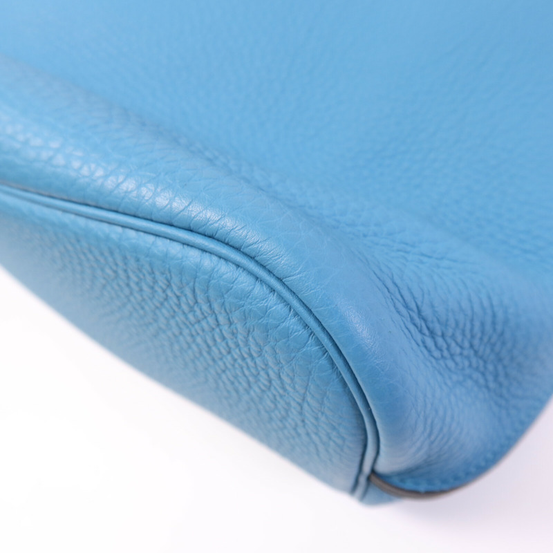HERMES Clemence皮革So Kelly 26銀扣肩背袋Turquoise-9