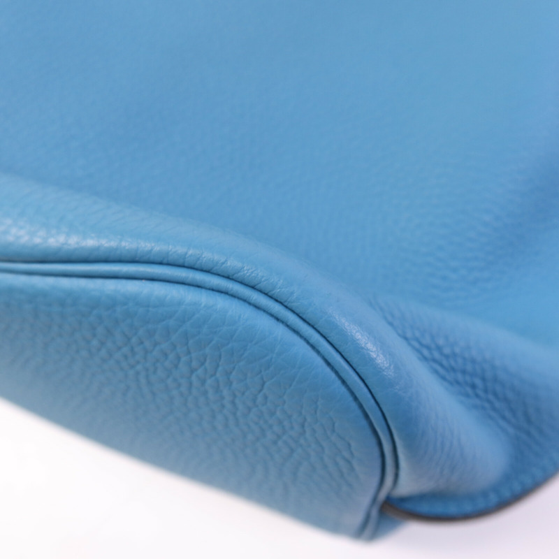 HERMES Clemence皮革So Kelly 26銀扣肩背袋Turquoise-11