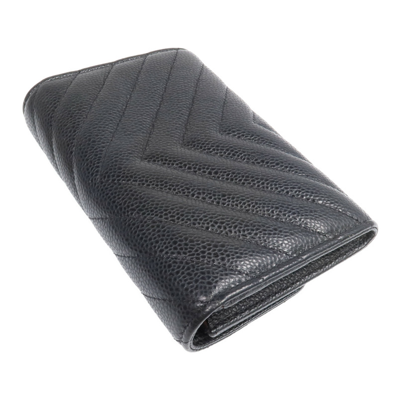 CHANEL 牛皮皮革Fold Wallet銀扣長錢包-4