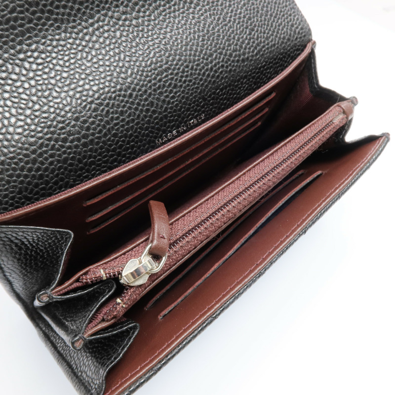 CHANEL 牛皮皮革Fold Wallet銀扣長錢包-10