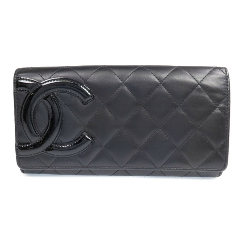CHANEL 牛皮皮革Cambon Long Wallet銀扣長錢包