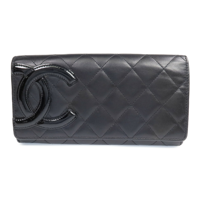CHANEL 牛皮皮革Cambon Long Wallet銀扣長錢包-0