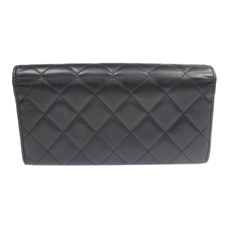 CHANEL 牛皮皮革Cambon Long Wallet銀扣長錢包-1