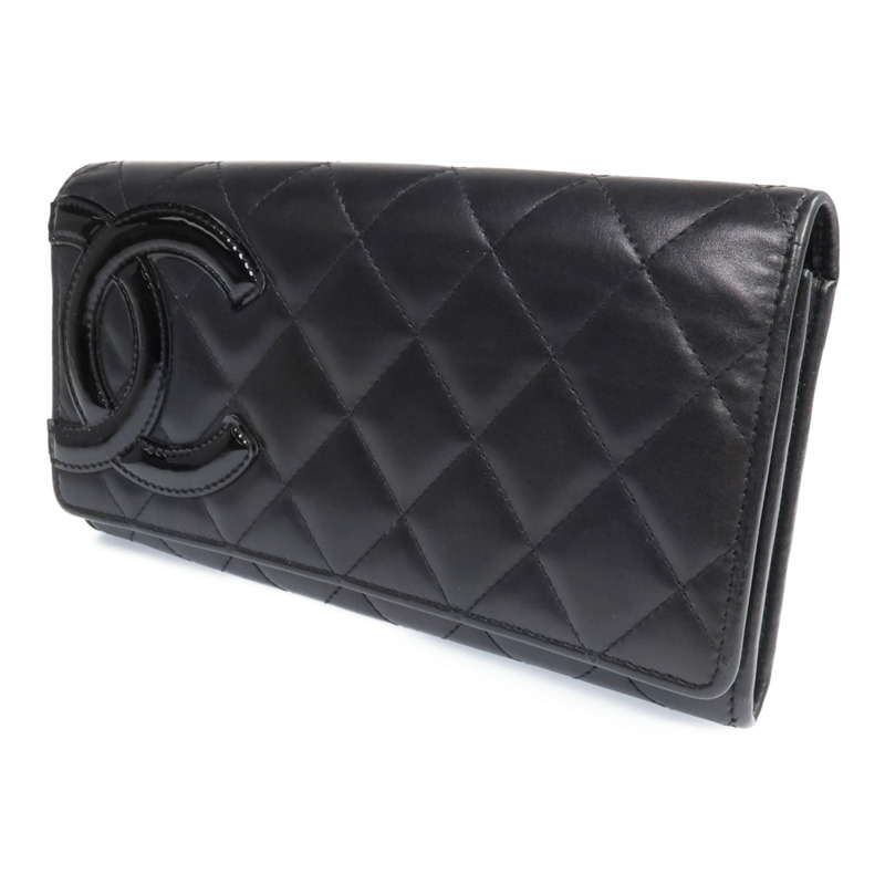 CHANEL 牛皮皮革Cambon Long Wallet銀扣長錢包-2
