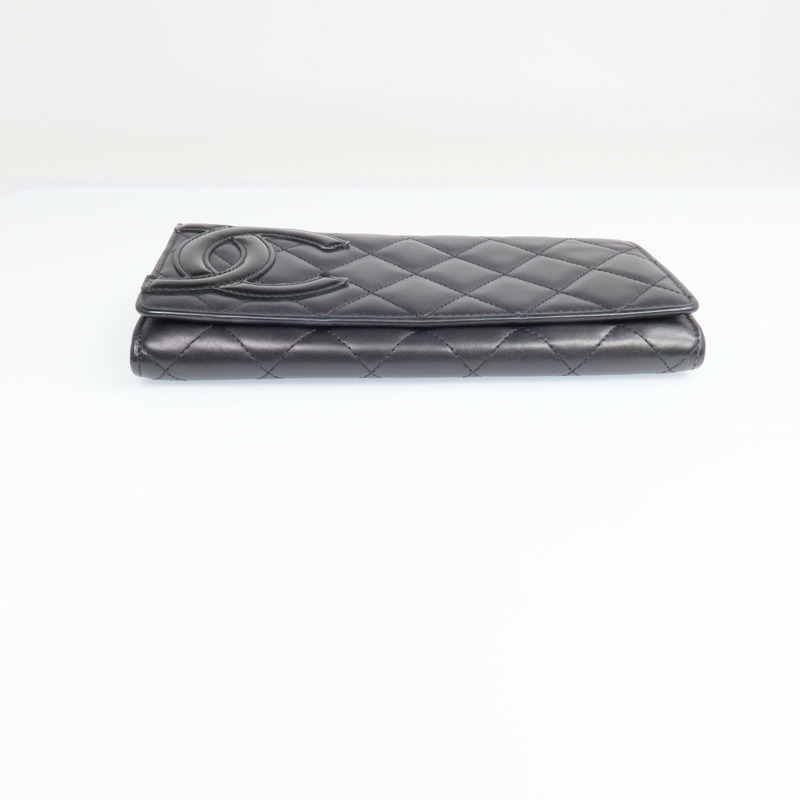 CHANEL 牛皮皮革Cambon Long Wallet銀扣長錢包-5