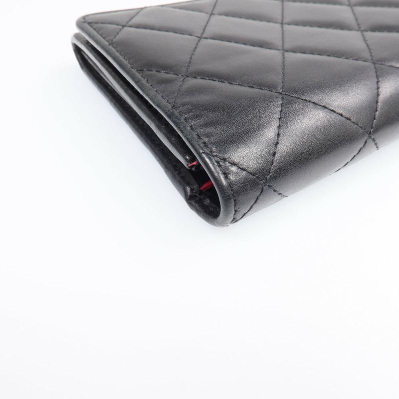 CHANEL 牛皮皮革Cambon Long Wallet銀扣長錢包-8