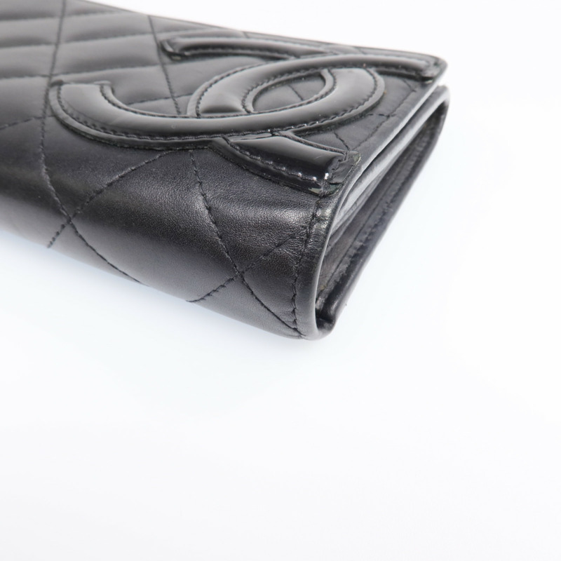 CHANEL 牛皮皮革Cambon Long Wallet銀扣長錢包-9